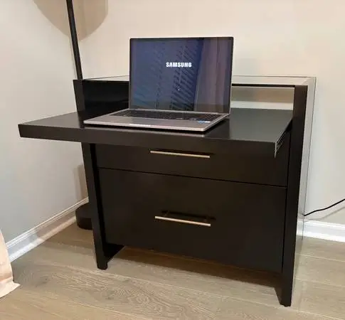 Crate & Barrel Reese Ebony Pull-Out Desk & File Cabinet