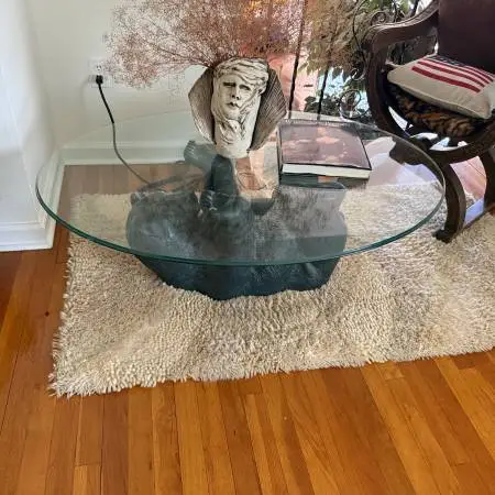 Rare MCM mid-century Modern bear sculpted base coffee table