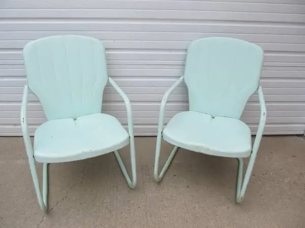 Vintage Pair Metal Lawn Patio Chairs