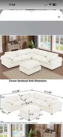 Brand new padded white ottoman