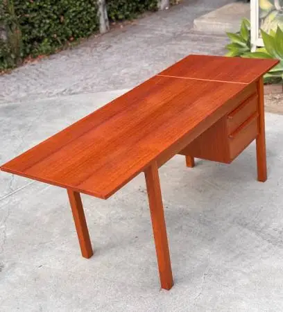 Danish Modern Mid Century Modern Teak Drop Leaf Desk by G.V. Møbler