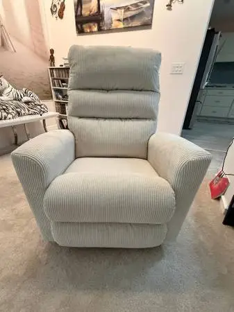 BRAND NEW CUSTOM WHITE CORDUROY LA-Z-BOY SWIVEL ROCKER RECLINERS