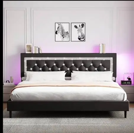 Elegant Satin And Soft Velvet Bed Frame Queen