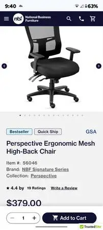 New NBF Perspective Mesh High Back Executive, Office Desk Chair