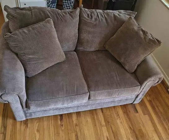 brown loveseat