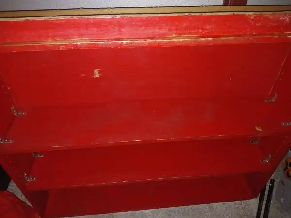red bookshelf