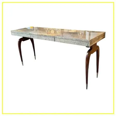 Luxurious Desk With Granite Laminate + Walnut Legs