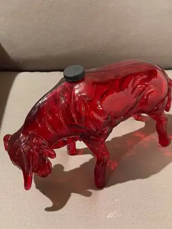 TEQUILA  RED GLASS DECANTER MAD BULL