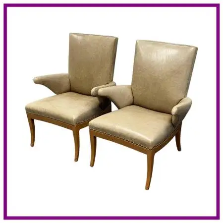 Rose Tarlow Swedish Library Leather Armchairs, Pair