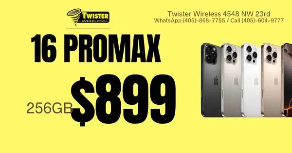 iPhone 16 Pro Max 256GB — Only $899 | Unlocked for Any Carrier | Twister Wirel