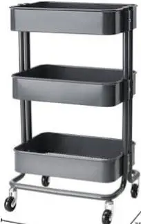 ---Ikea Raskog cart, grey with bamboo board---