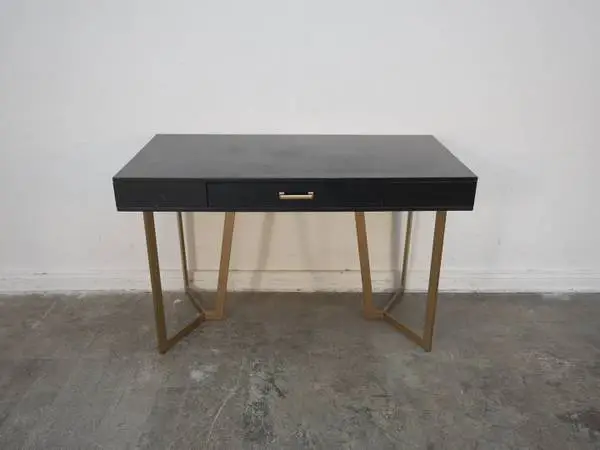 Black Wood 1-Drawer Desk w/ Gold Base As-Is $125.00 48 W x 24 D x 30