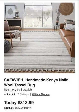 5ft x 8ft Safavieh Natura Collection New Area Rug.