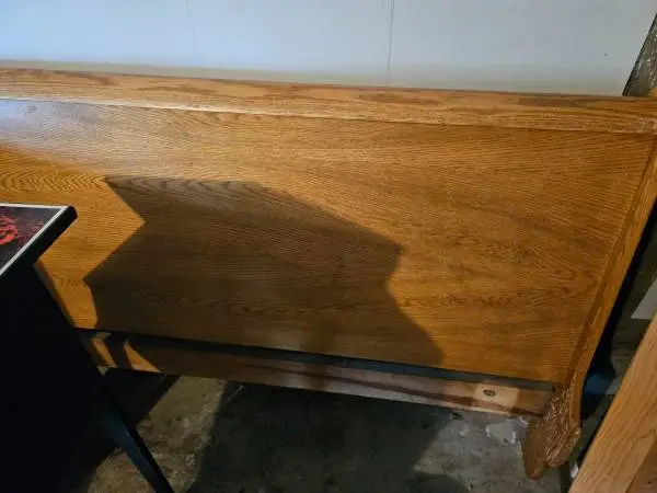 QUEEN  OAK SLEIGH BED ( DELIVERED )