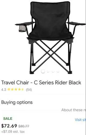 Portable Folding Chair with Arm Rest Cup Holder & Carrying/storage bag