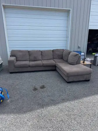 Sectional couch grey taupe brown
