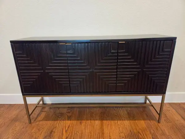 Accent Cabinet / Credenza / Console Dark Brown & Gold