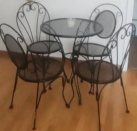Salterini Vintage Wrought Iron Patio 5-Piece Bistro Set