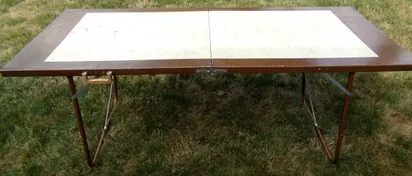 All-Luminum Products PA Vintage Metal Folding Table Rectangular Handle