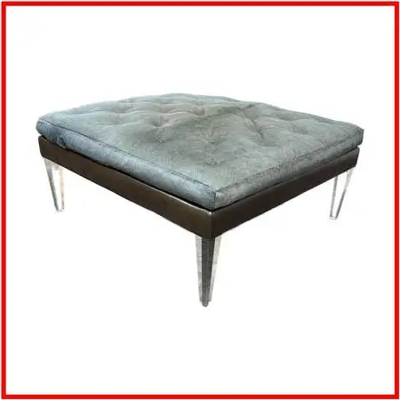 Lee Industries For Witford Hide + Leather Ottoman. Estimate Price: $6,