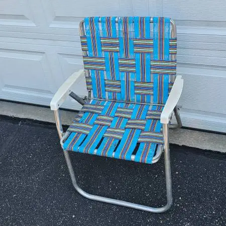 Webbed Aluminum lawn chair woven strap Foldable collapsible