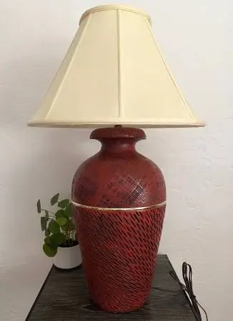 Vintage Tall Brick Red Table Lamp