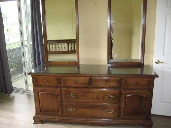 dresser with two mirrors