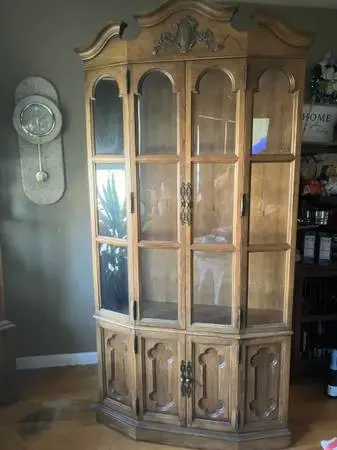 Vintage One Piece Hutch Beautiful Curved Front