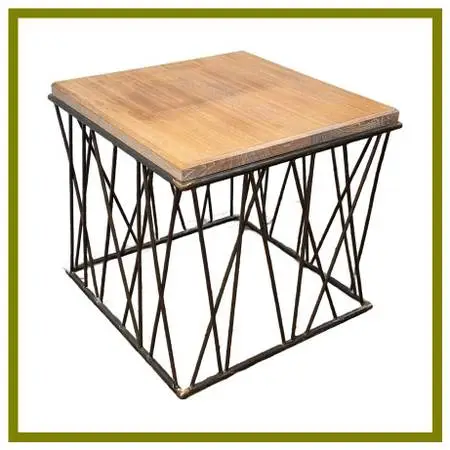 Driftwood + Patinated Bronze End/side Table