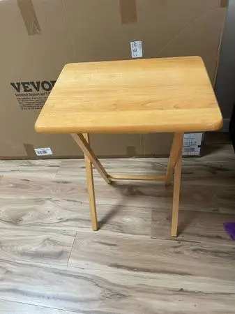Wooden folding TV tray table