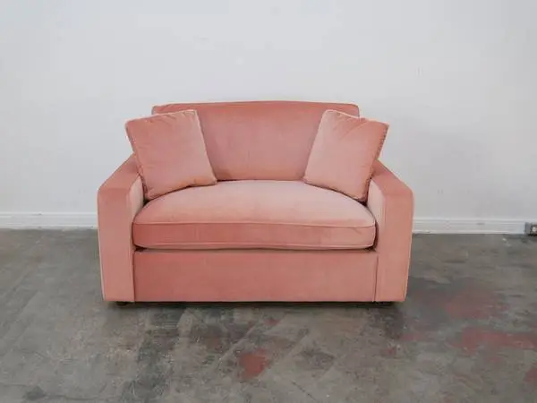 James Twin Sleeper Sofa in Blush Velvet Foam Mattress