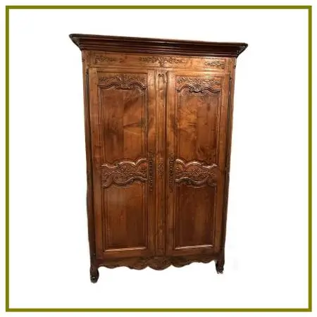 19th Century French Provincial Carved Walnut Armoire