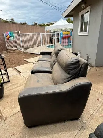 Power Reclining Leather Sofa – Black – Excellent Quality