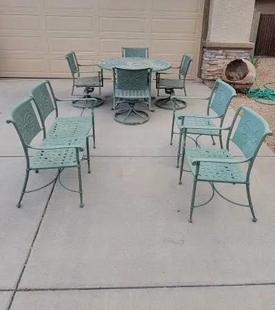 Patio set 8 pieces high end Aluminum chairs table bench