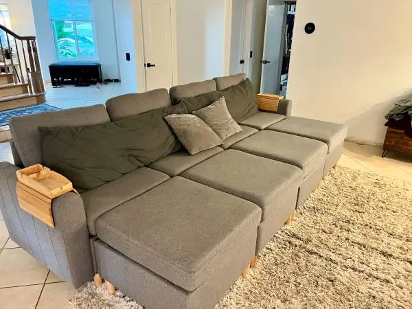 Large Modular Couch, Extra Ottomans, Upgraded Legs