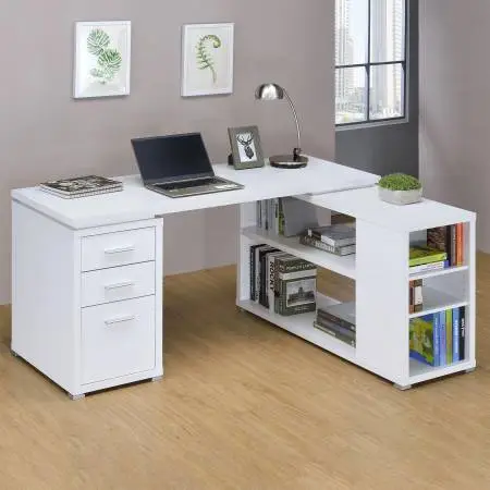 **New L-Shaped Desk in White Finish with Reversible Set Up**