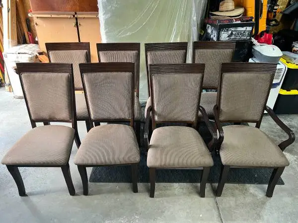 Saltoro Sherpi Set of 8 Dining Table Chairs Ribbed Wood Frame