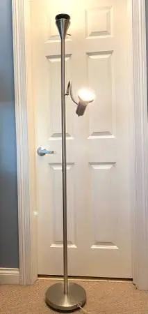 Metal brushed steel floor lamp with bulbs 70” tall