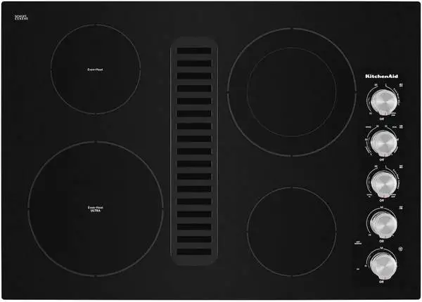 KitchenAid 30 4 burners Black Electric Cooktop with Downdraft