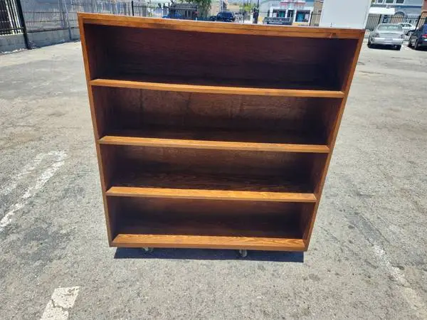 vintage oak bookshelf four shelves