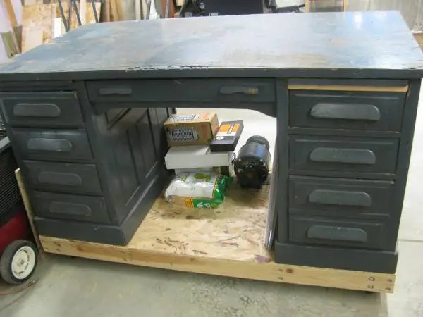 Large Desk on Platform with Wheels