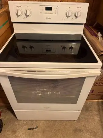 whirlpool electric range flat top glass white