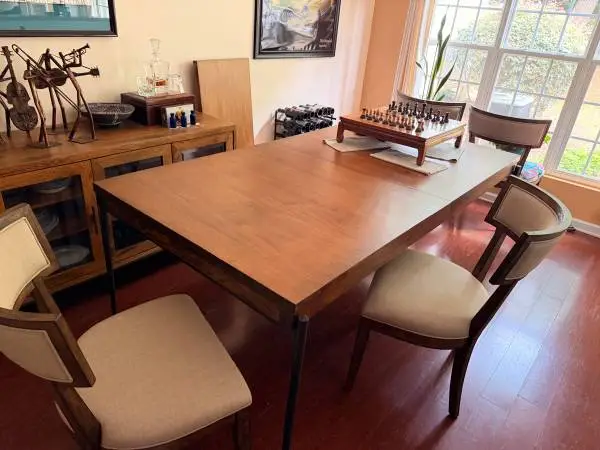 Fine wood dining table with chairs