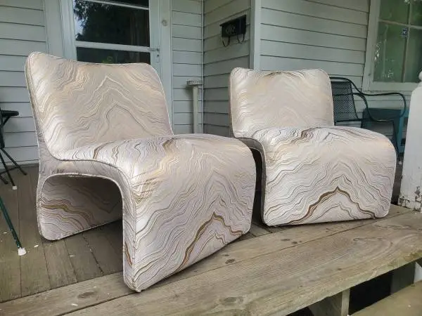 Vintage Modern Sculptural Slipper Chairs by Vladimir Kagan