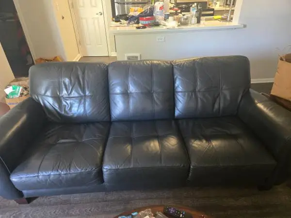 Leather upholstered couch, lighly used
