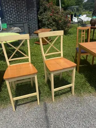 Pair of Counter-Height X-Back Stools - Farmhouse Style