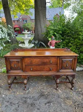 Antique vintage walnut depression buffet server
