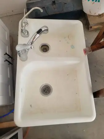 Cast iron double sink