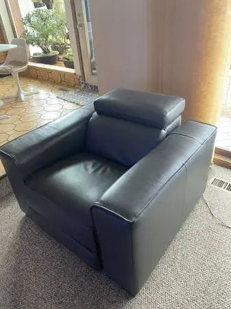 Contemporary Leather Electric Power Motion Recliner