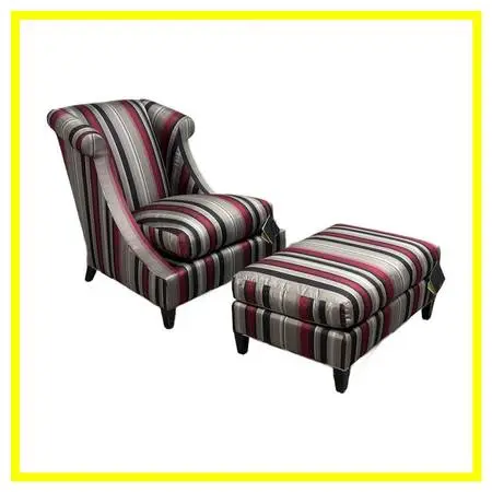 Baker Furniture Rolled Arm Wing Chair + Ottoman, Set
